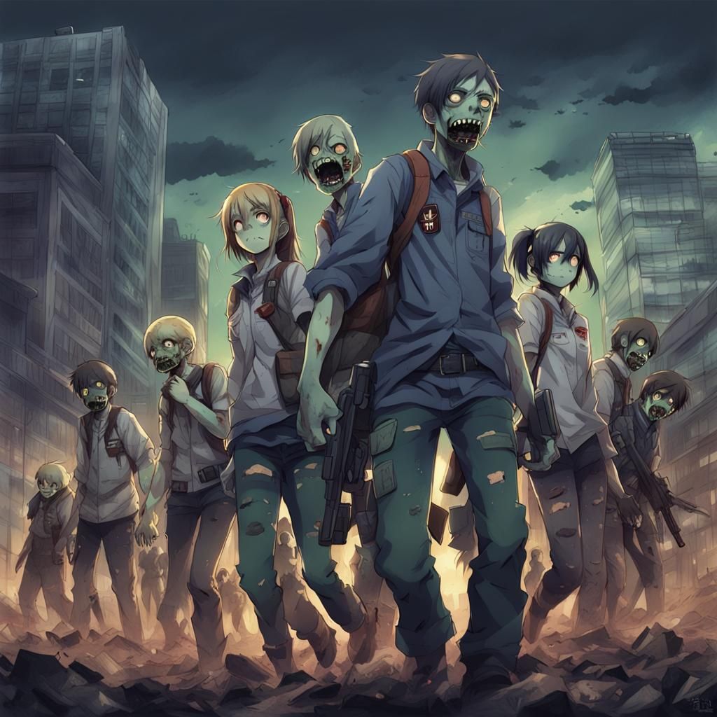 Cyberpunk Apocalypse Scenes in Anime Style