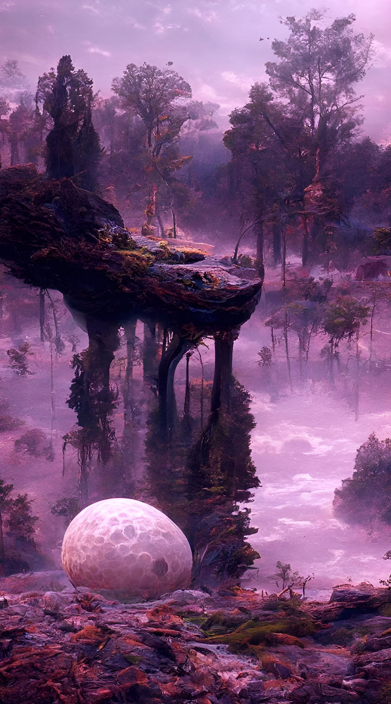 Surreal Alien Landscape at Dusk
