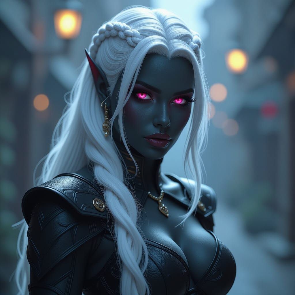 Hyperdetailed Drow Warrior in Dark Fantasy Art