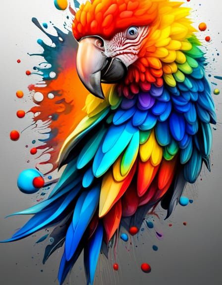 Vibrant Parrot and Raven Graffiti Symbol