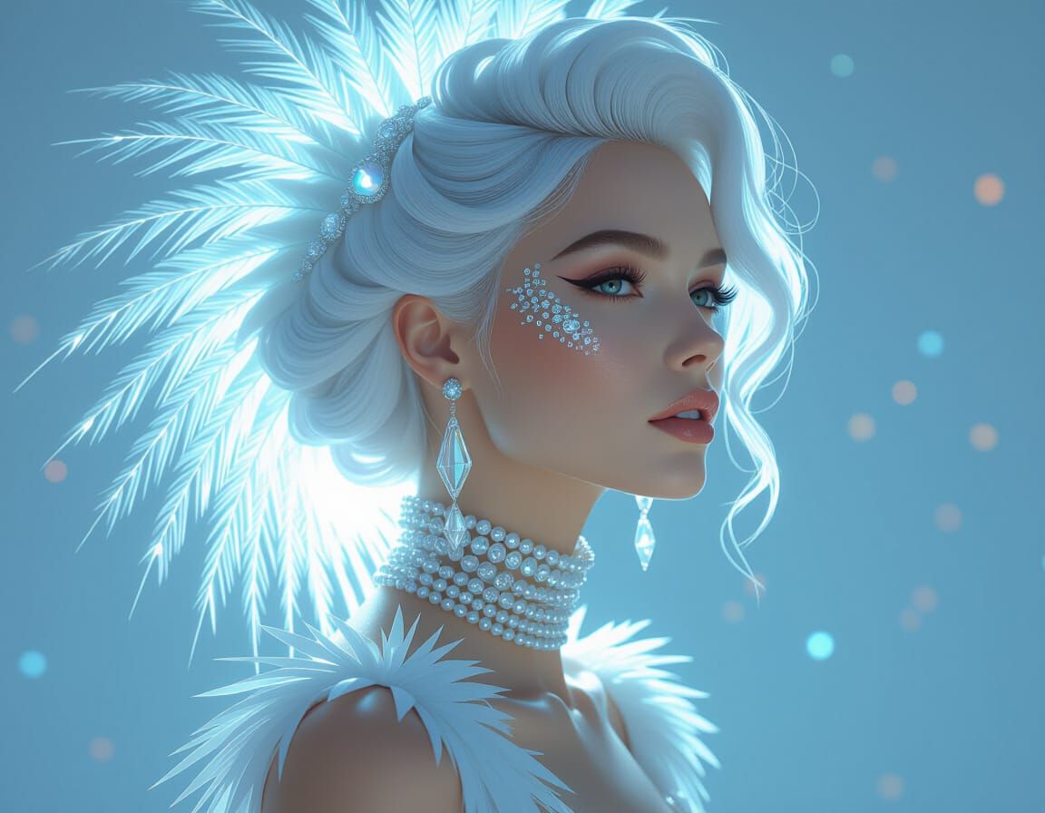 Woman with Sculpted Crystalline Hairstyle