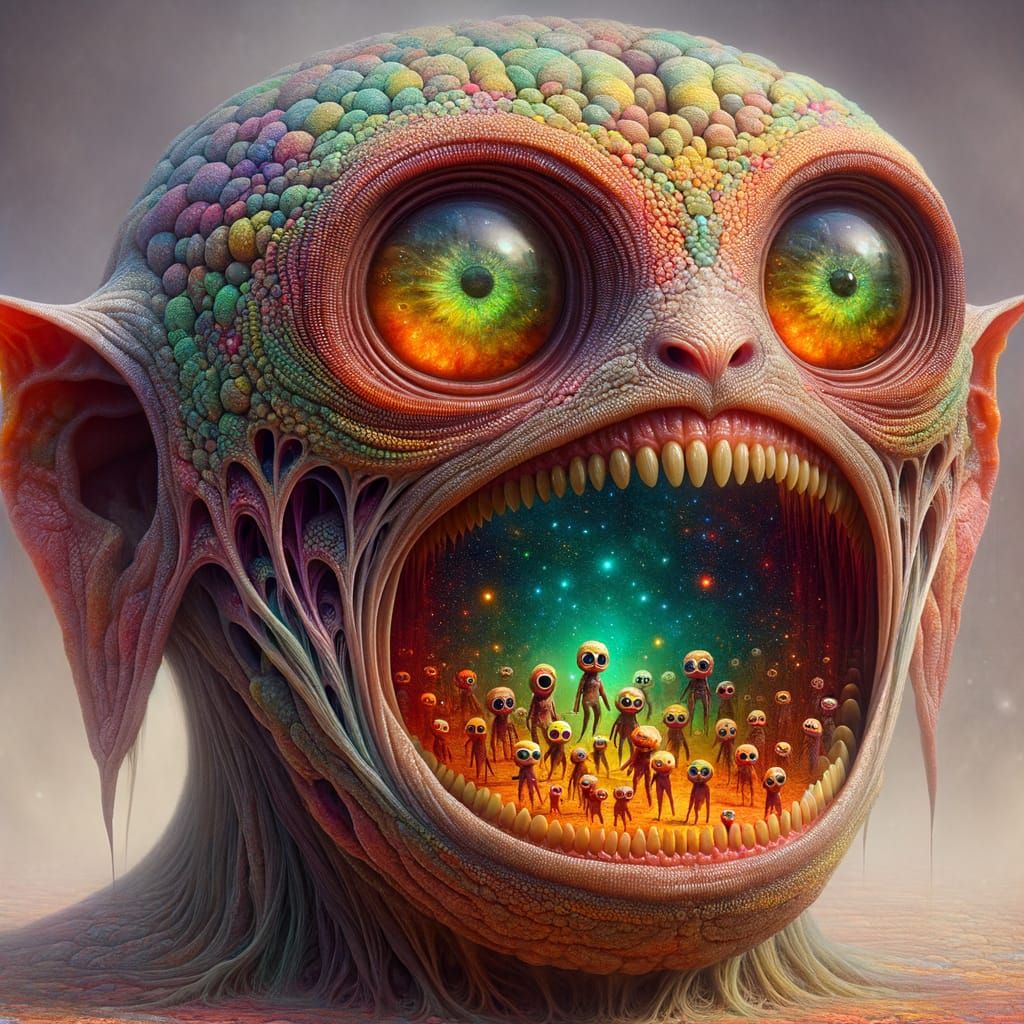 Ethereal Creature with Arabian Carpet Face and Magma Ears