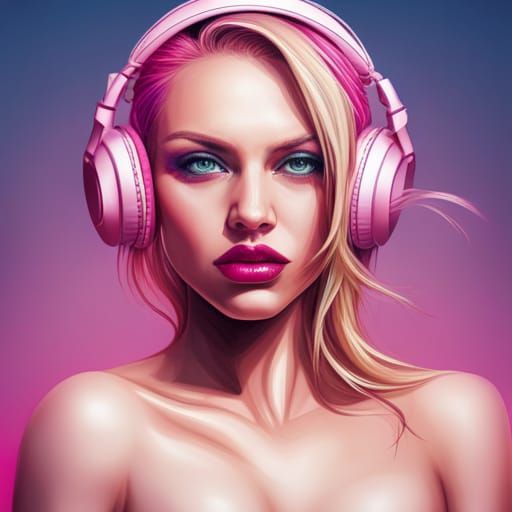 Dramatic Hyperrealistic Portrait of a Woman in a Pink Bikini