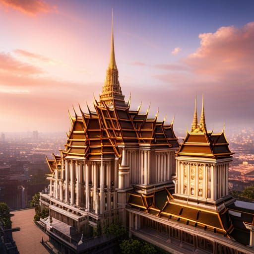 Ethereal Grand Palace Bangkok in Vibrant Fantastical Splendo...