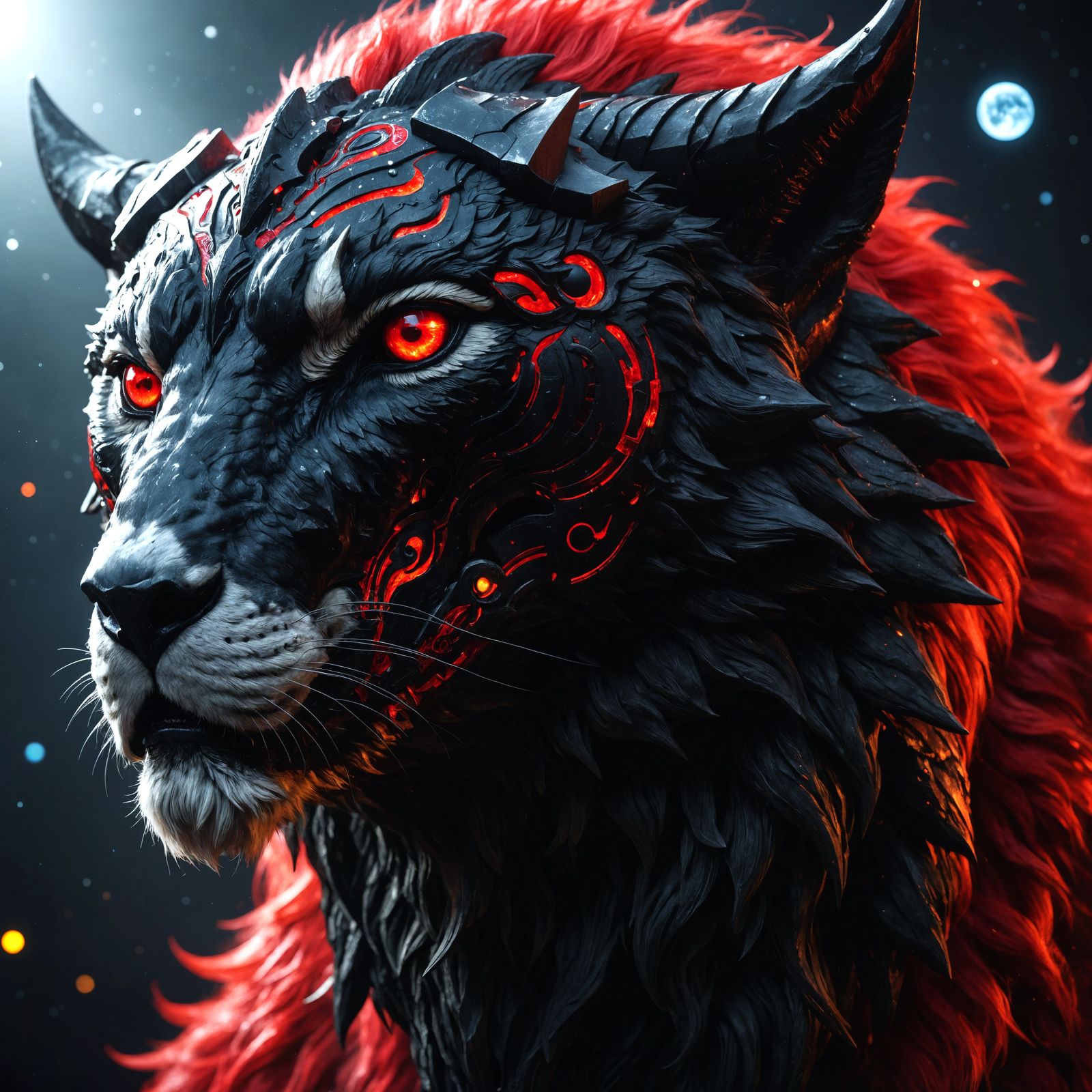 Cyberpunk-Style Mythical Guardian of the Solar System