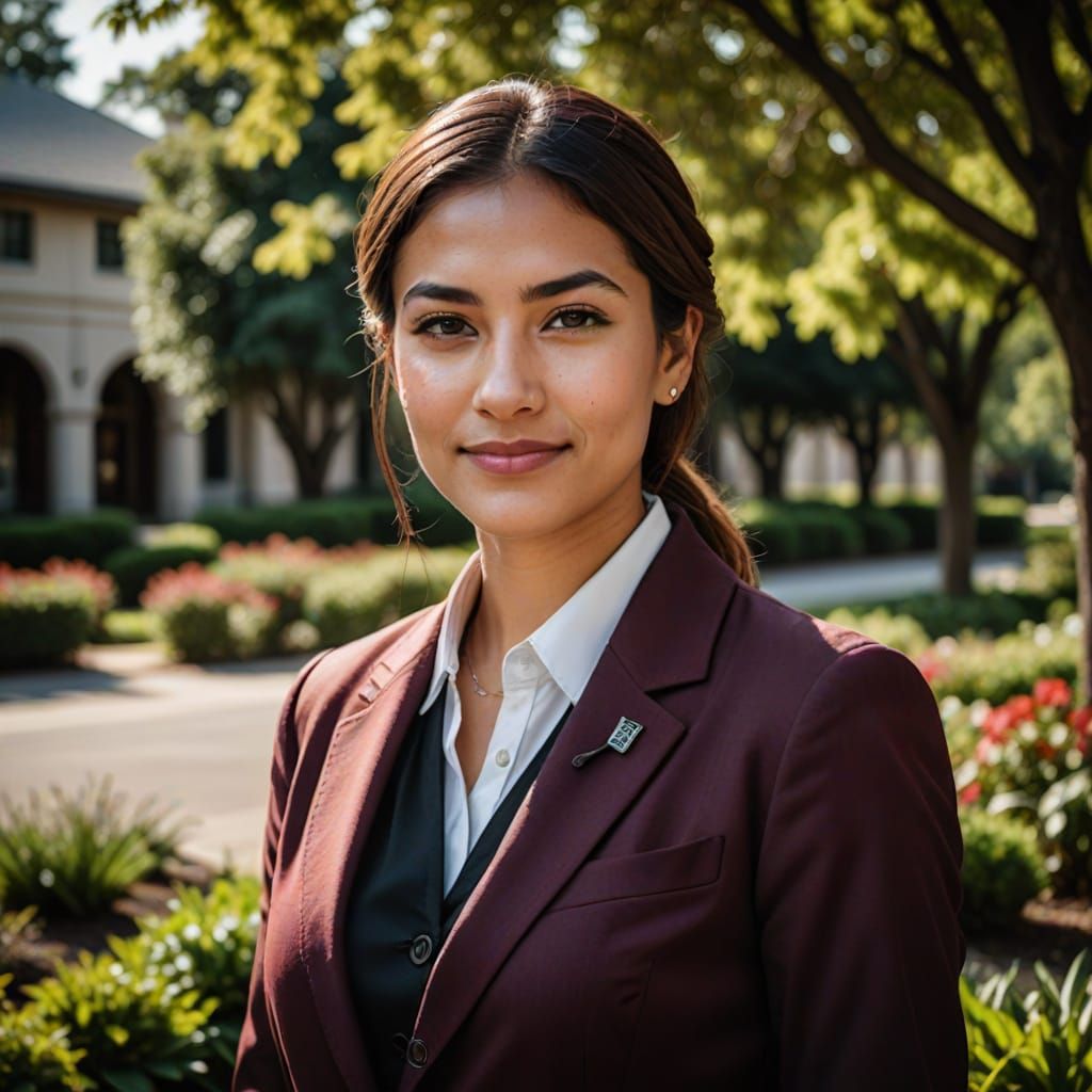 Elegant Indian Student in Maroon Blazer