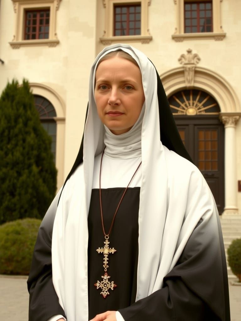 A 15th Century Catholic Abbess in Traditional Robes