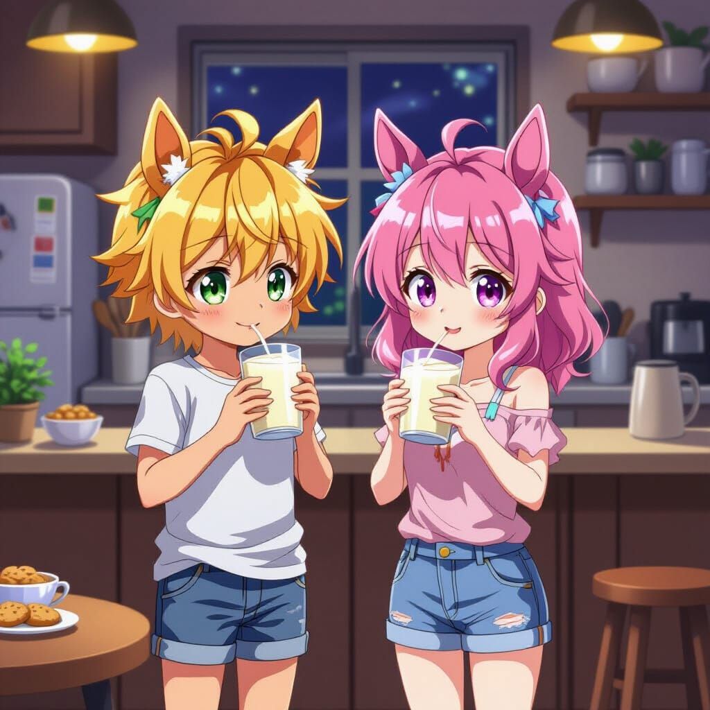 Anime Boys with Horse Ears in Studio Trigger Style