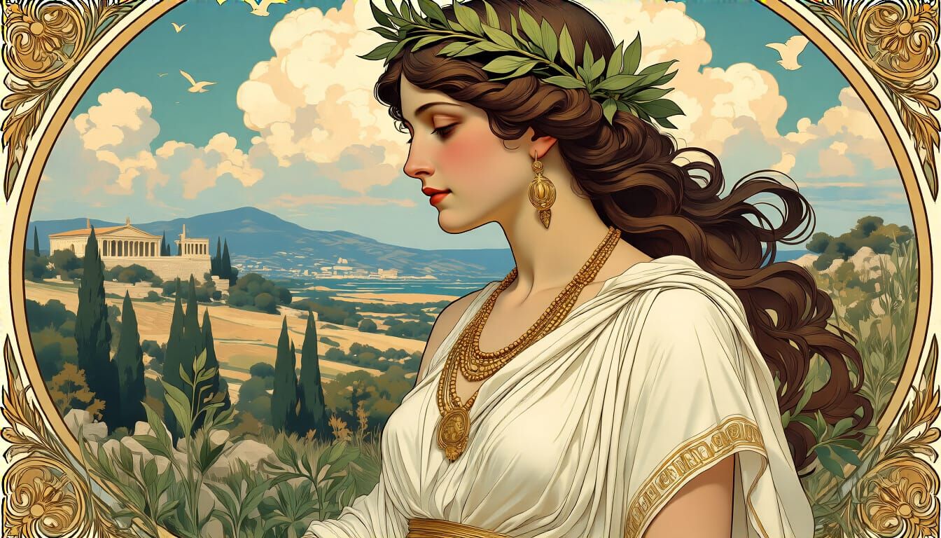 Greek Goddess in Art Nouveau Style