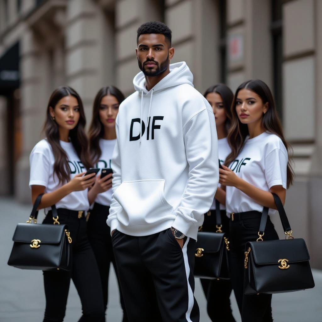 Fashionable Siblings Posing with Designer Bags