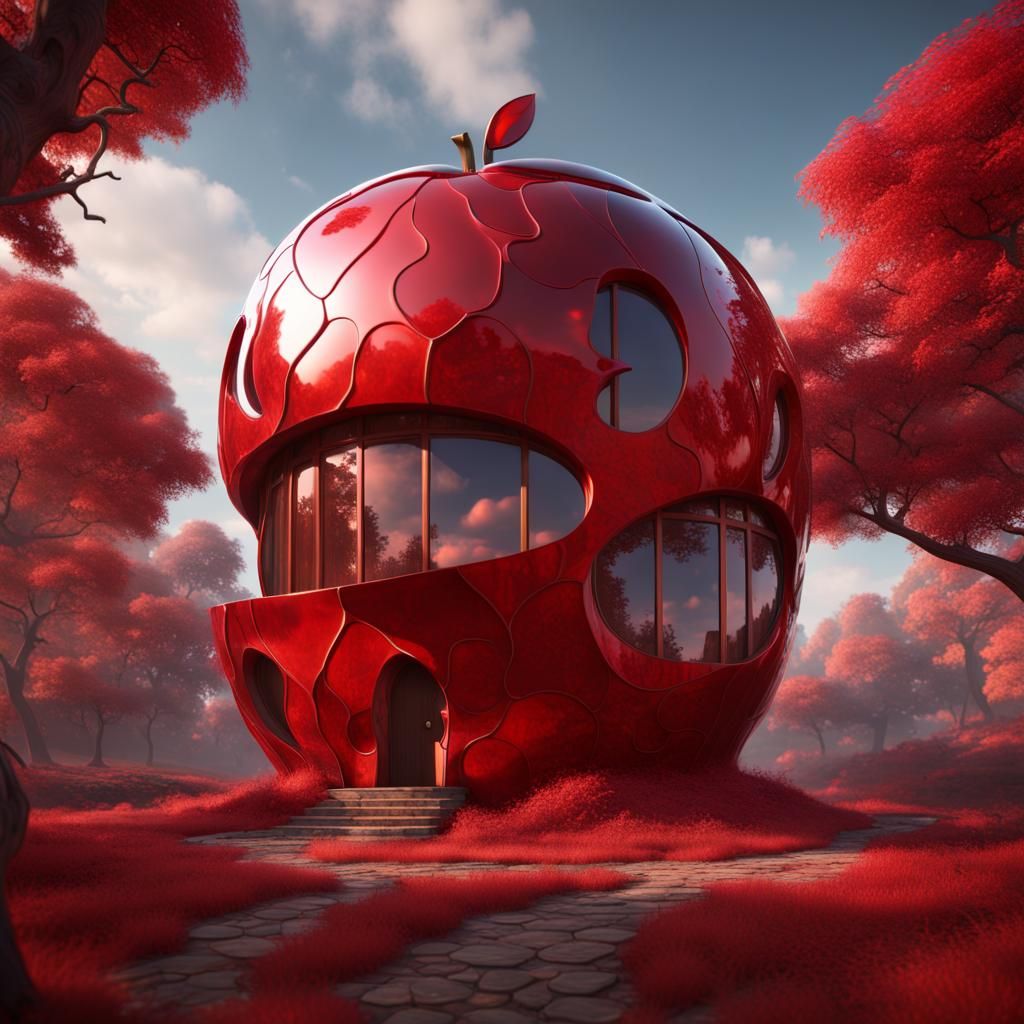 Glass Apple Mansion in Vibrant Color