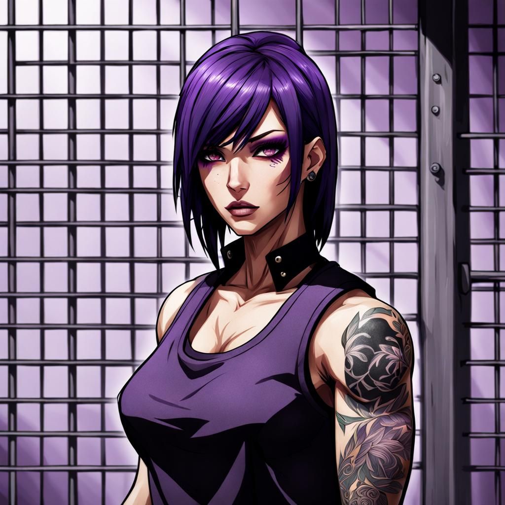 Muscular Female Prisoner in Semi-Realistic Art Style