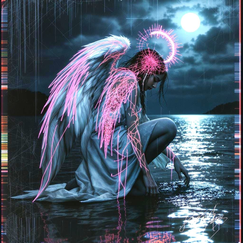 Latina Fallen Angel at Water's Edge