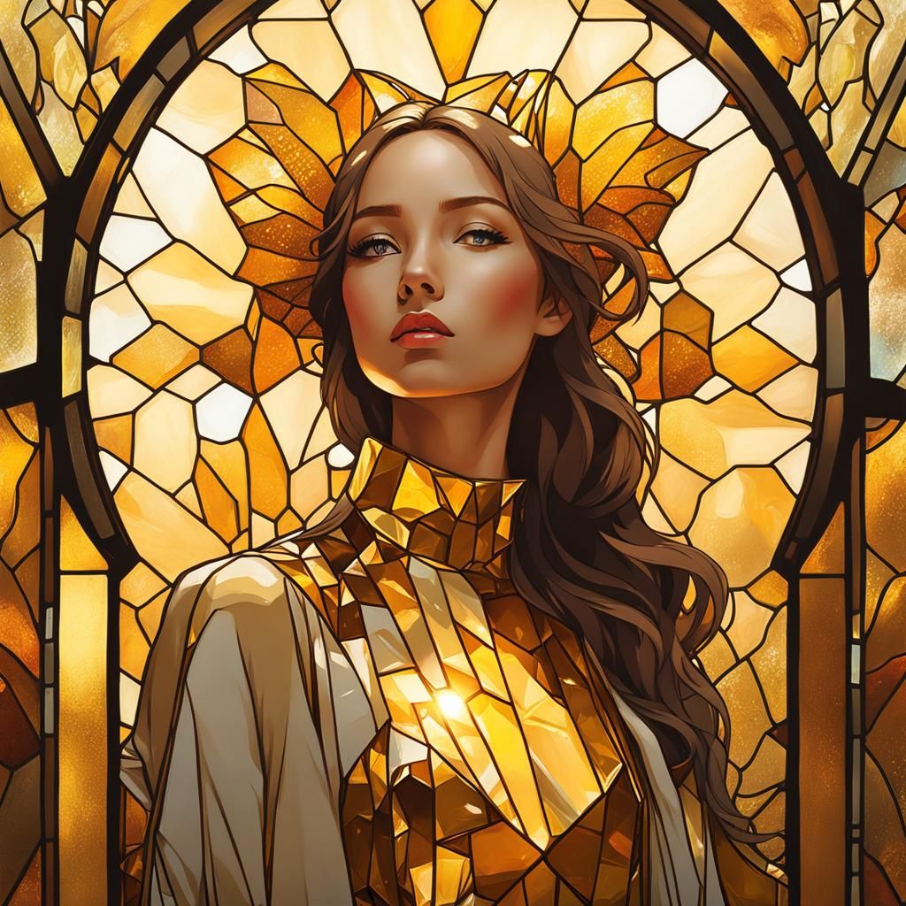 Golden Goddess in Stained Glass