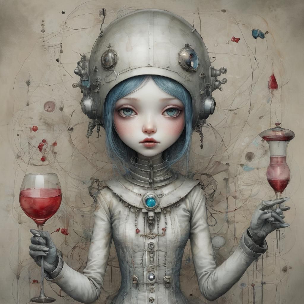 Ethereal Futuristic Cocktail Hostess in Marvelous Epic Style