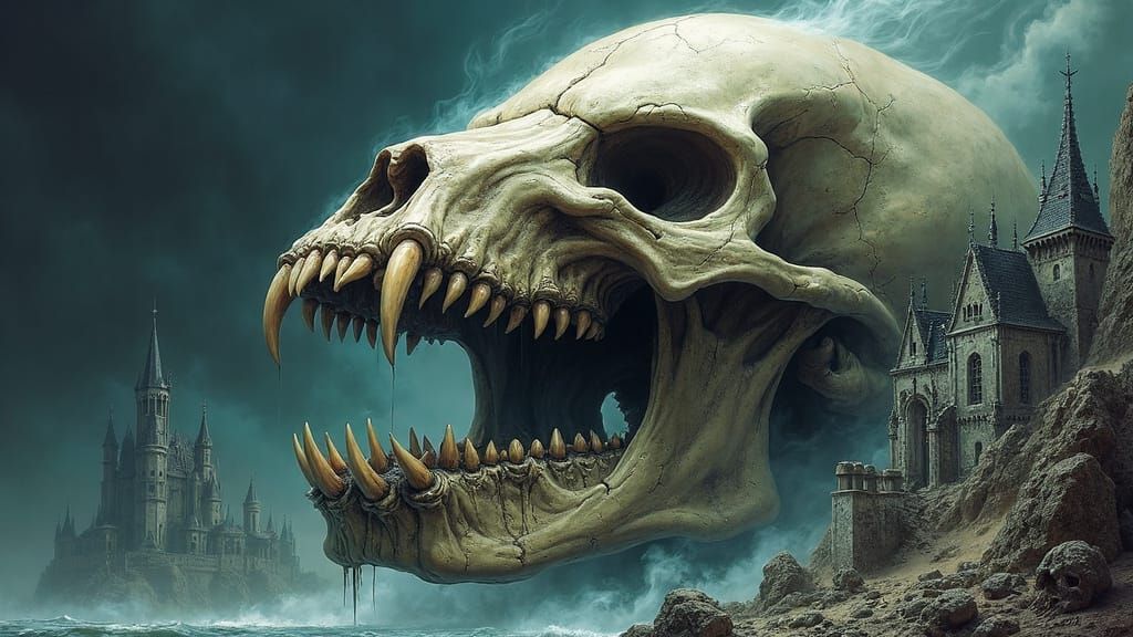 Ethereal Demon Skull in Dark Fantasy Style