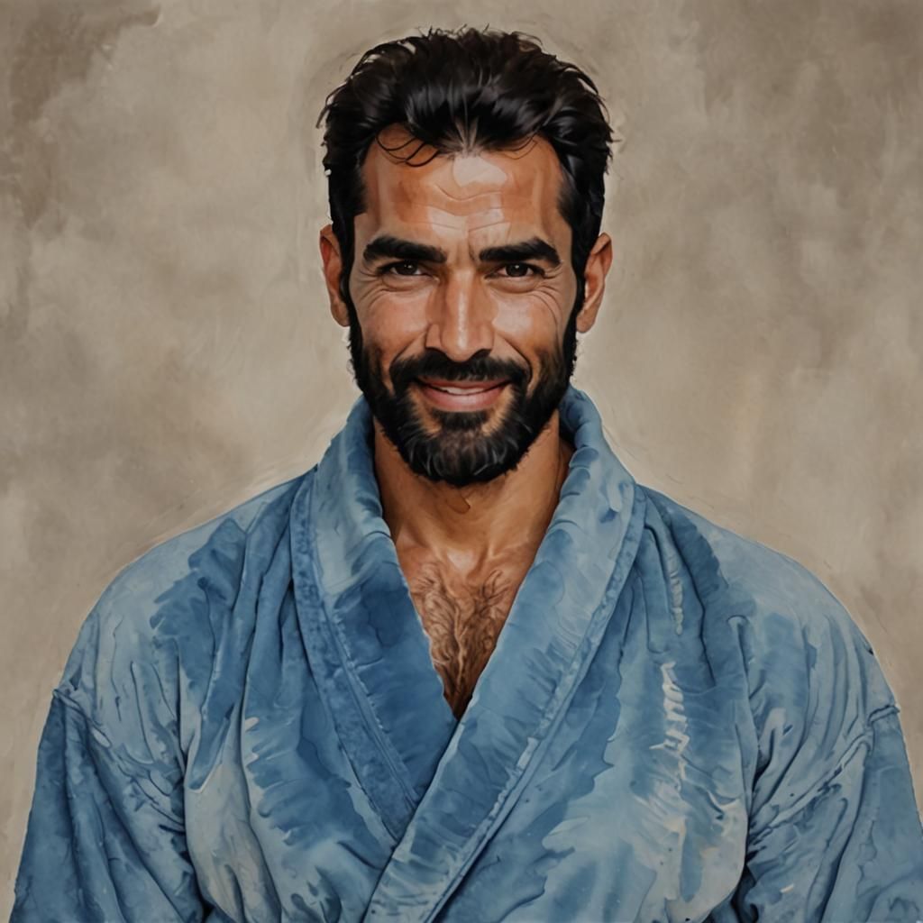 Elegant Gentleman in Velvet Bathrobe