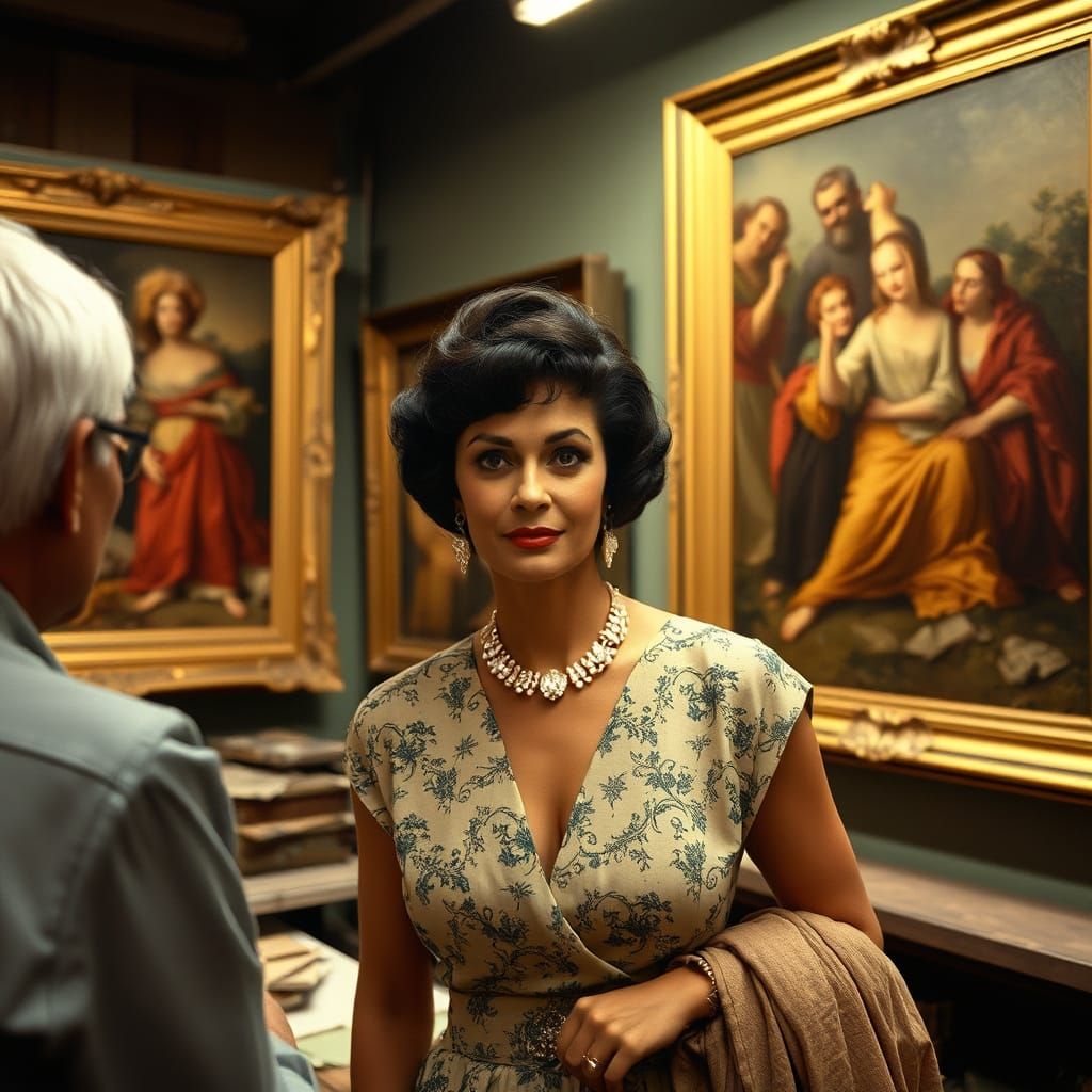 Elizabeth Taylor Visits Art Studio in Rome, 1960s