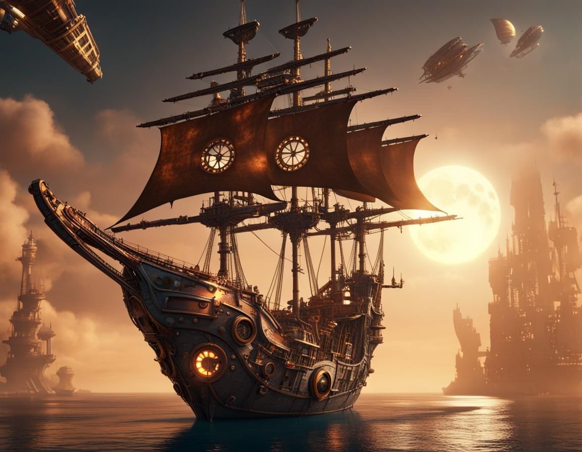 Steam-Powered Space Pirate Ship Soars Through the Cosmos
