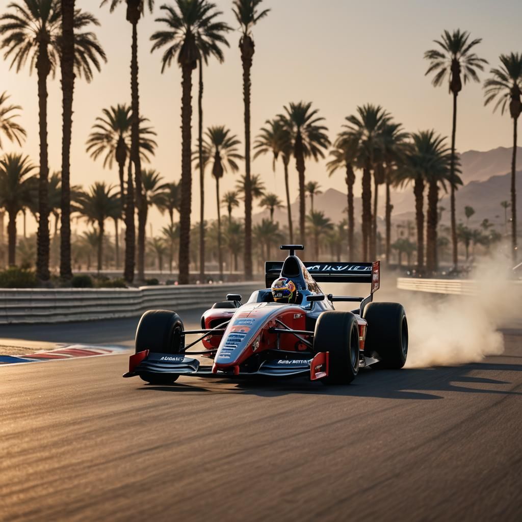 Photorealistic Open Wheel Racing Scene at Arabian Gulf