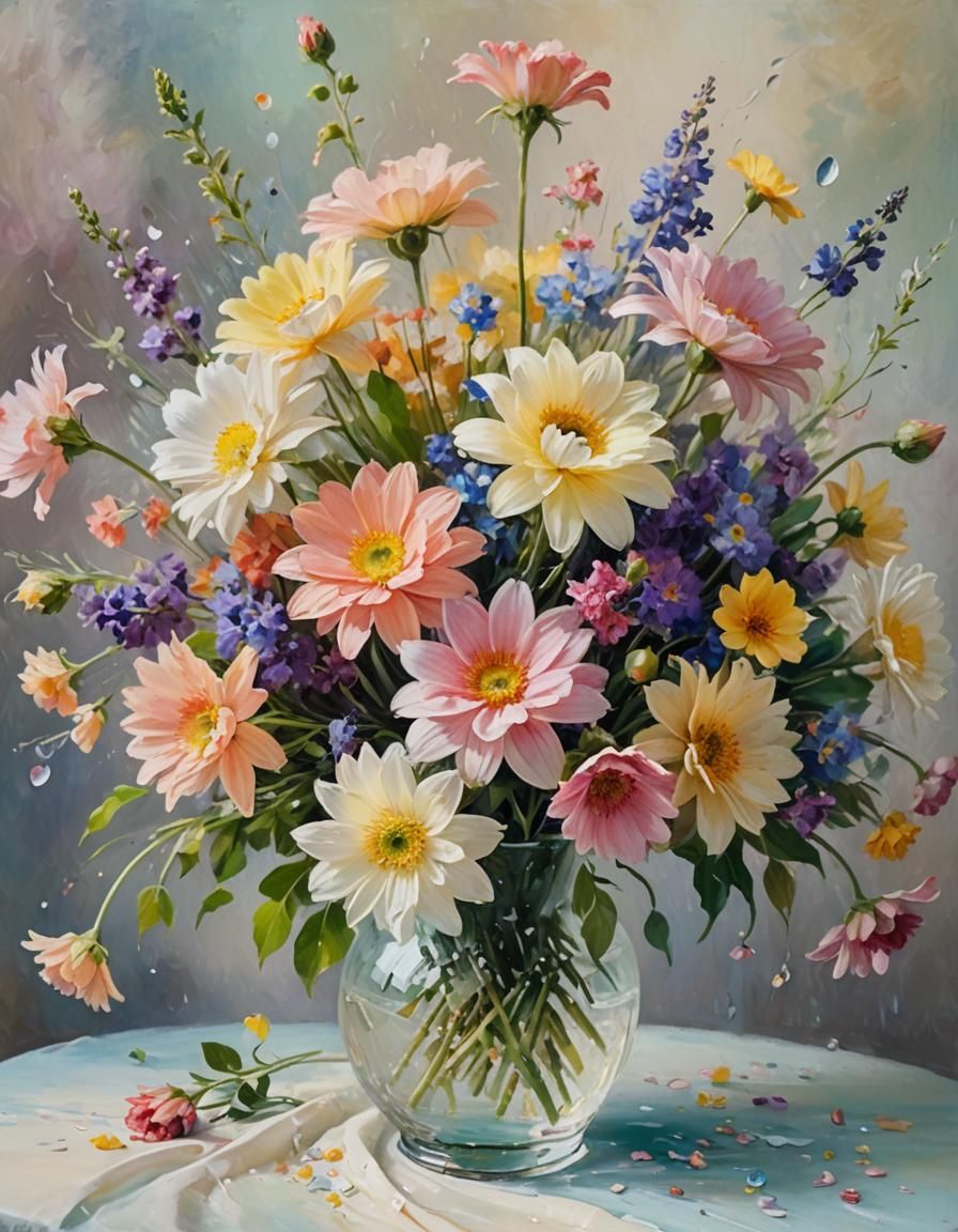 Vibrant Impressionist Still Life with Delicate Flowers