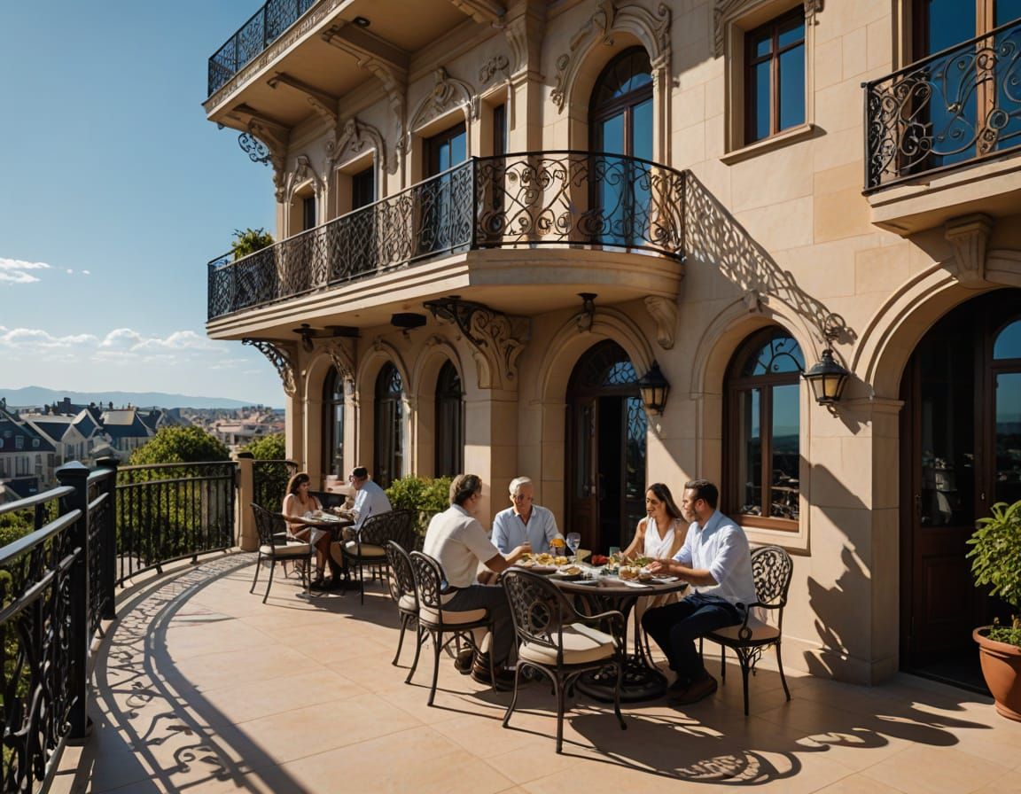 Spiral Wrought Iron Staircase in Art Nouveau Resort