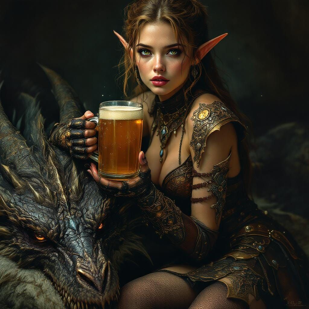 Elf Warrior's Rest After Dragon Slaying