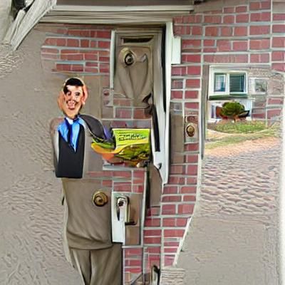 Vintage Salesman Enters Through Door, Promoting Wares in 192...