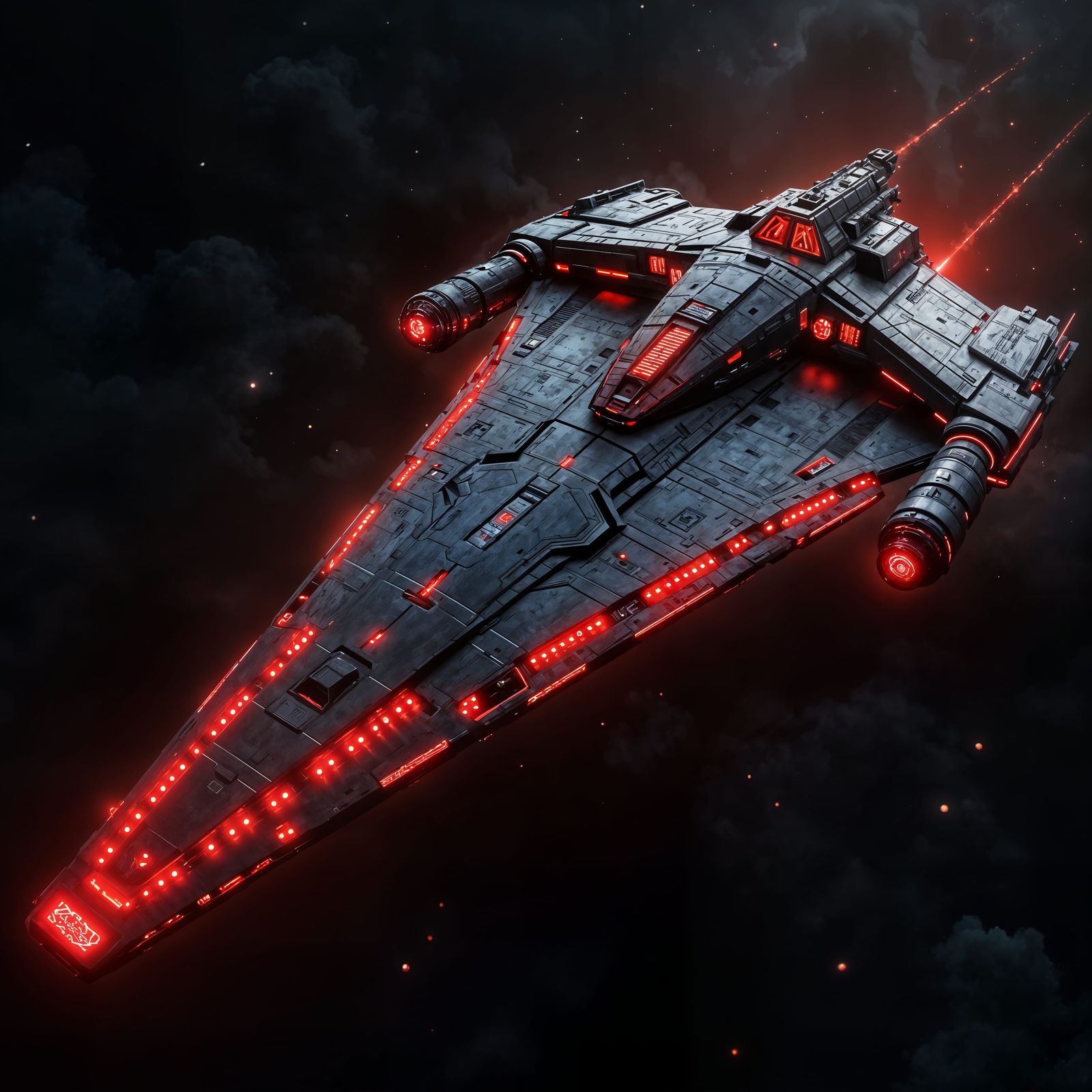 Menacing Sith Command Starship Slices Through Space with Cri...