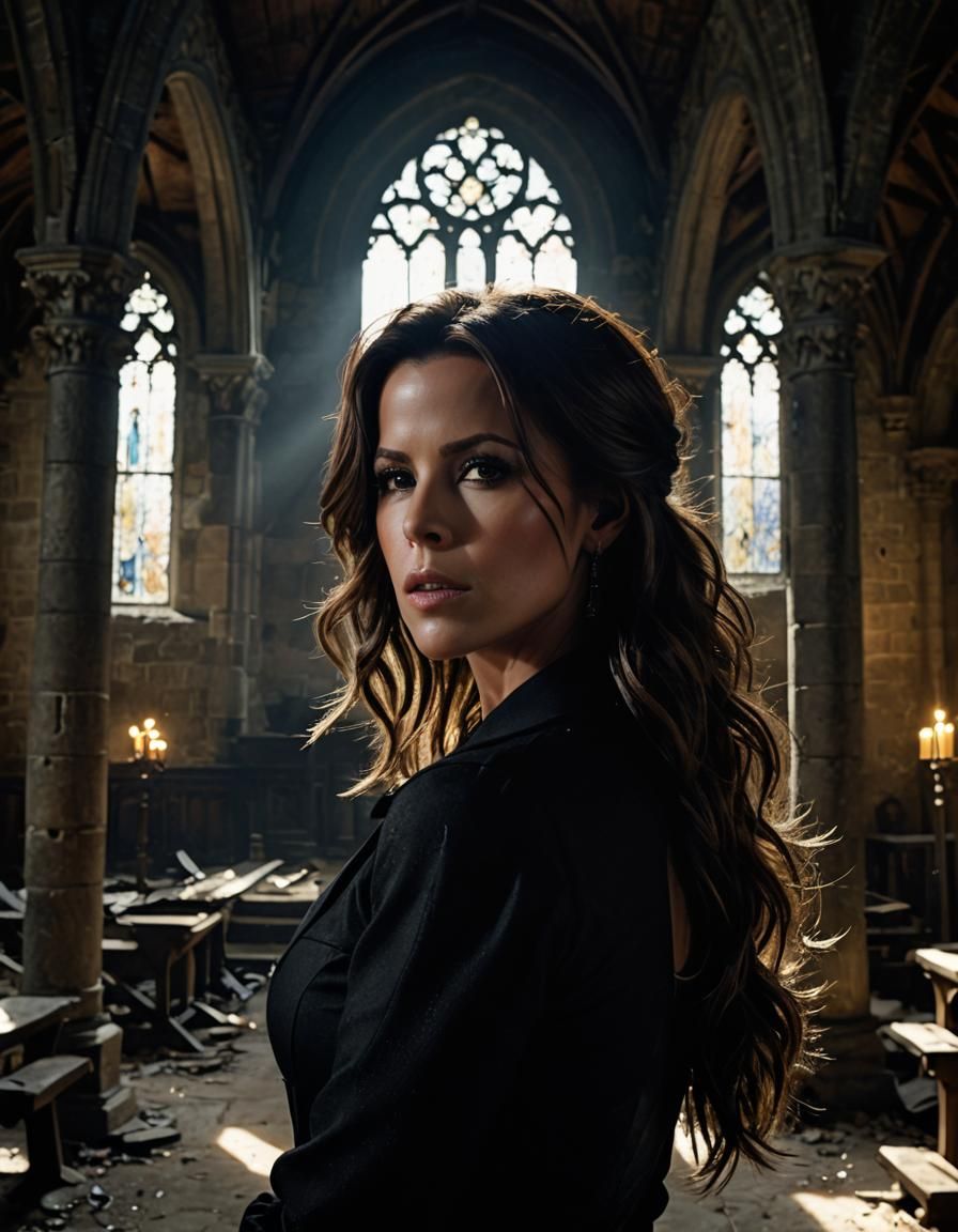 Gothic Kate Beckinsale Portrait in Ruins