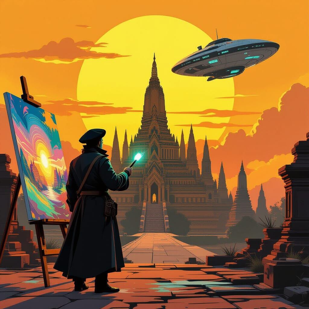 Artist Rewrites Time with Futuristic Brushstrokes