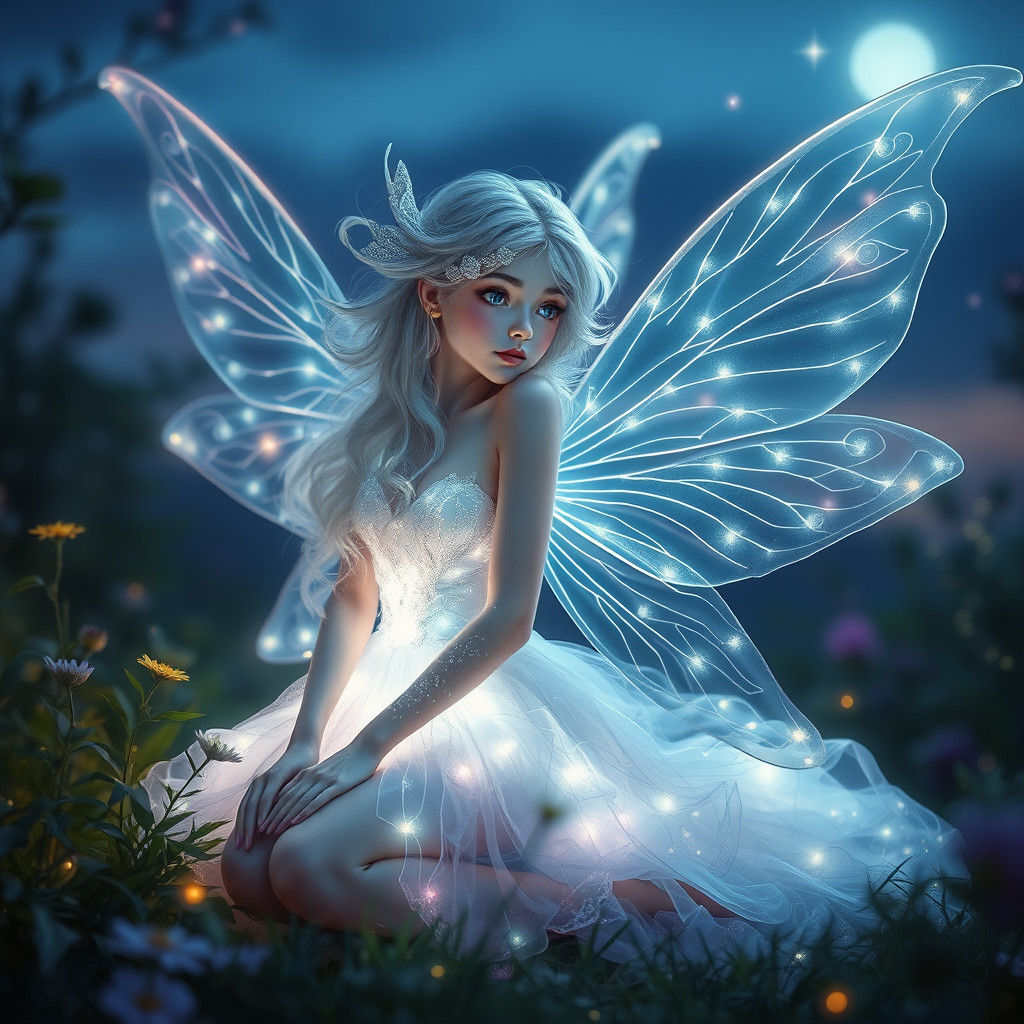 Radiant Sprite in a Bioluminescent Wonderland