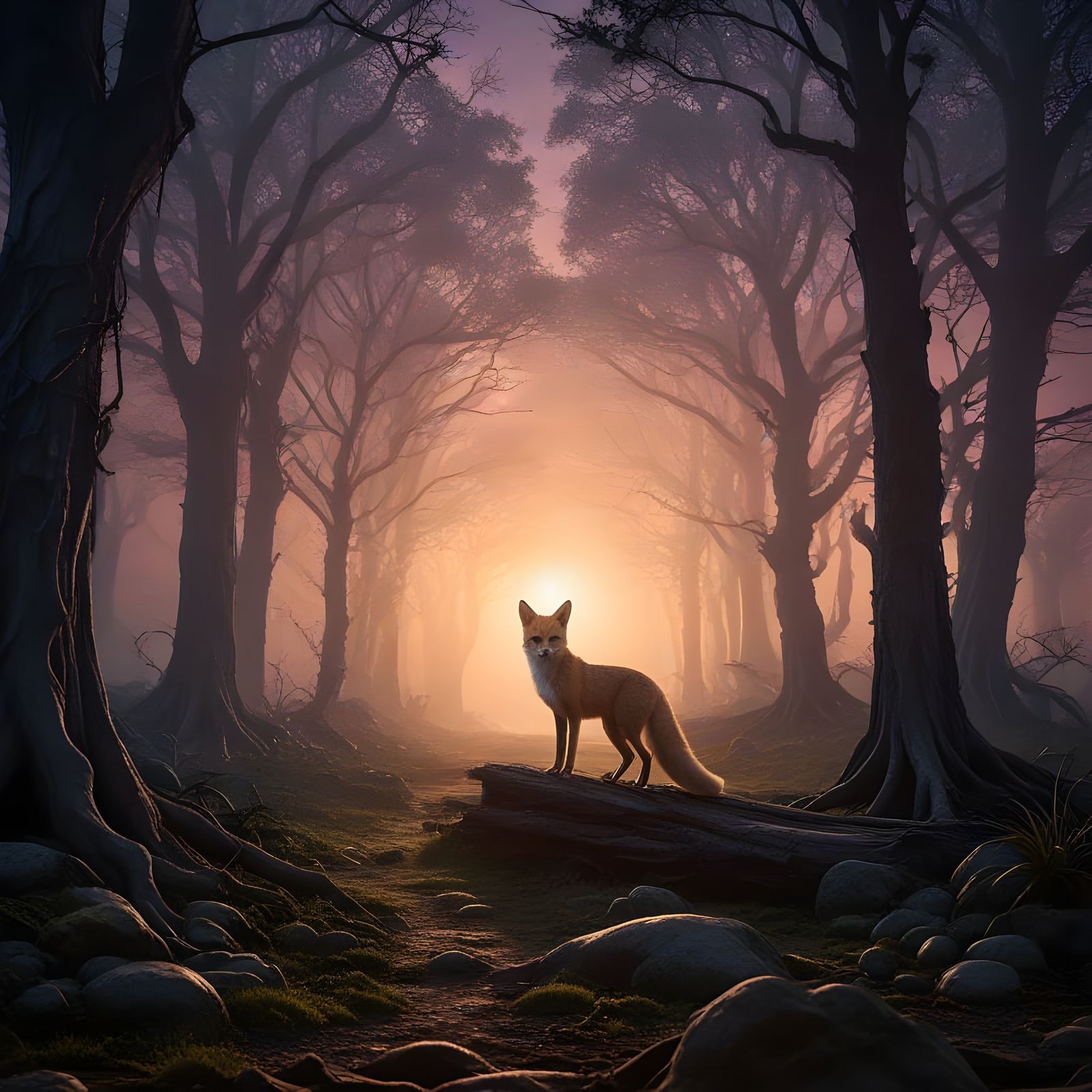 Surreal Alien Invasion in Mystical Forest Landscape