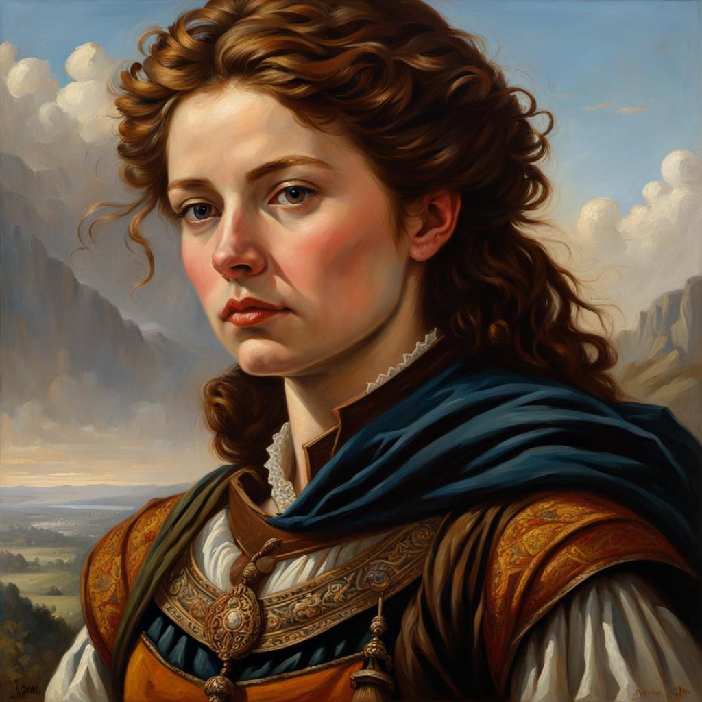 Female Adventurer in 16th Century Oil Painting Style