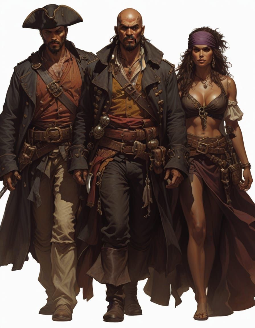 Dangerous Pirates Approaching in Heroic Fantasy Style