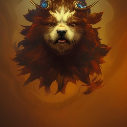 Surreal Guardian Dog in Triadic Colors Concept Art