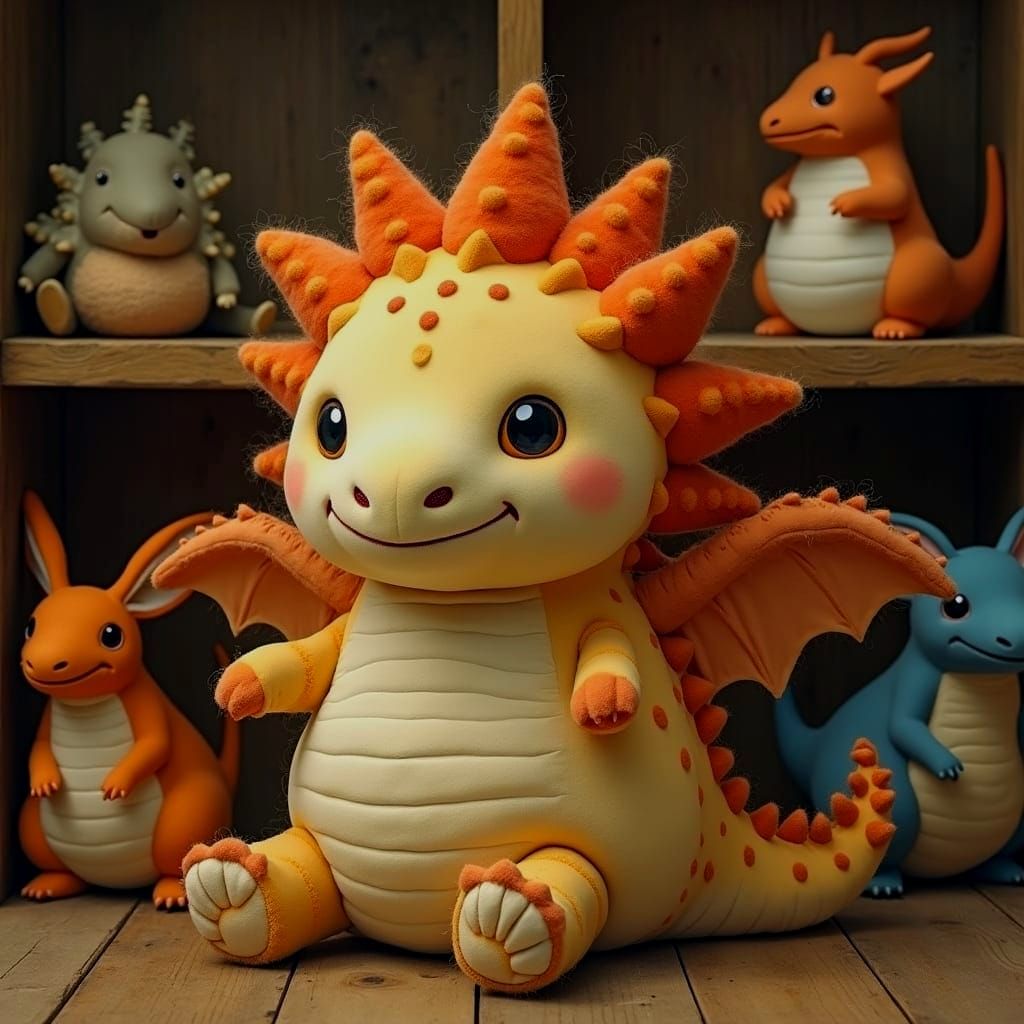 Cuddly Tarrasque Plush Toy in Storybook Style