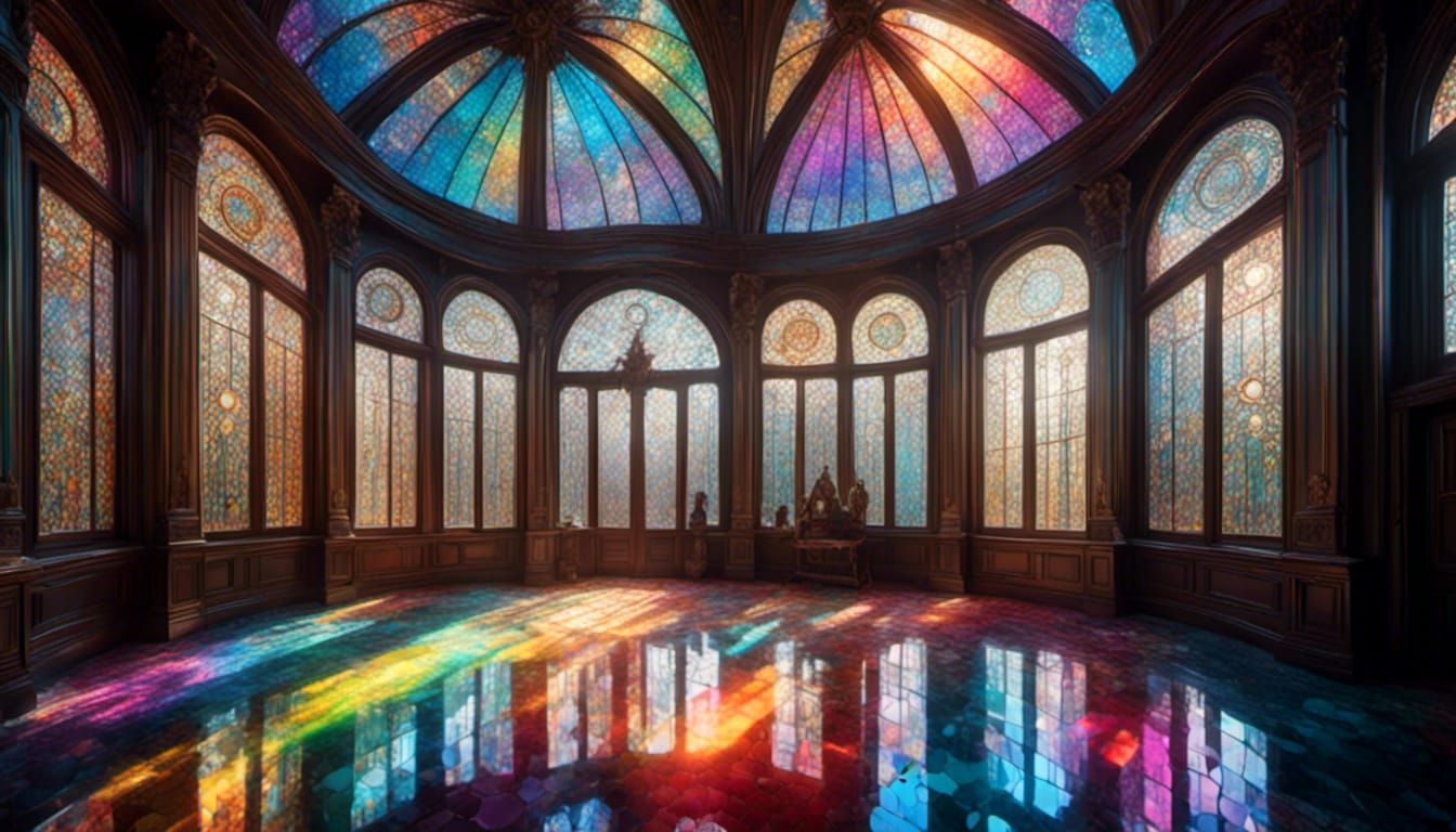 A Grand, Heavenly Mansion with Gemstone Flooring and Radiant...