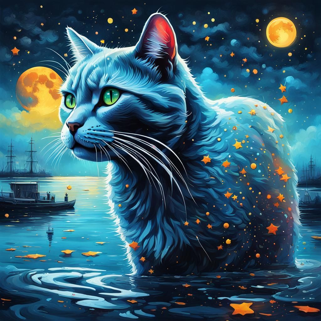 Vibrant Midnight Feline Phenomenon