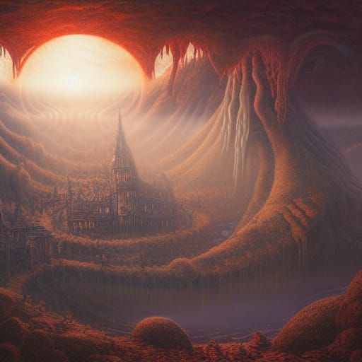 Golden Hour Vortex of Elements in Gothic Dreamcore