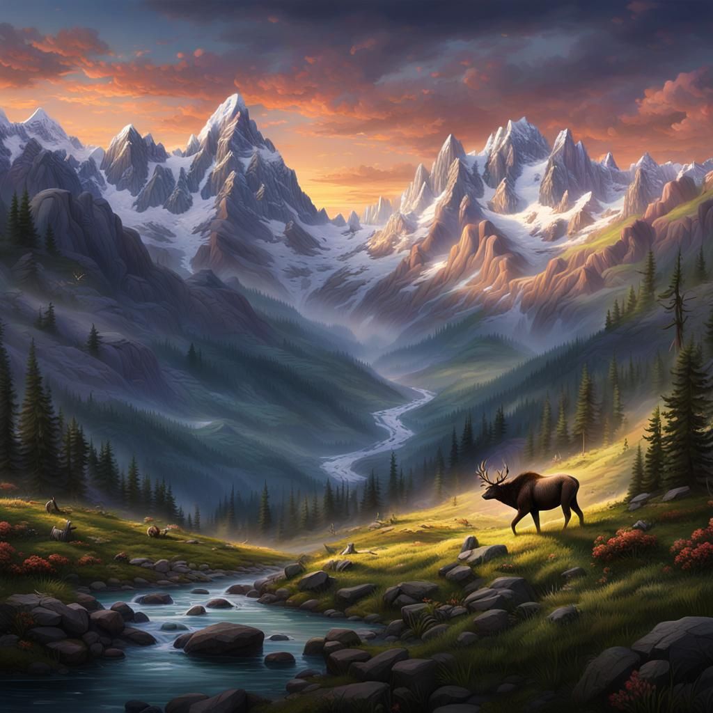 Ethereal Mountains in Dawn's Soft Glow