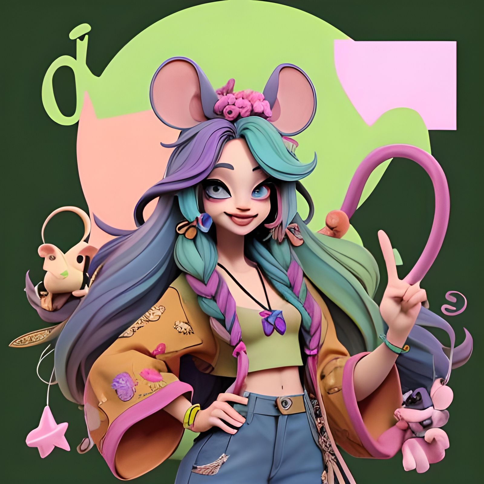 Psychedelic Hippie Mouse Radiates Peaceful Vibes