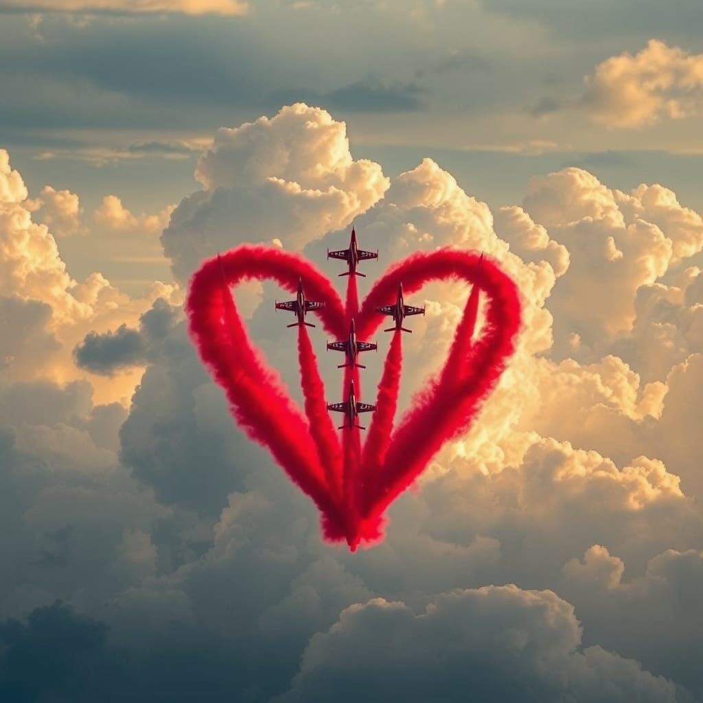 Dramatic Jet Formation Soars with Heart-Shaped Smoke Trail i...