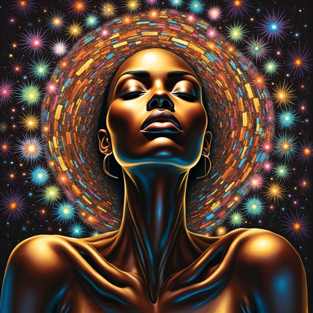 Mirrored Light Being Reflects Highest Self