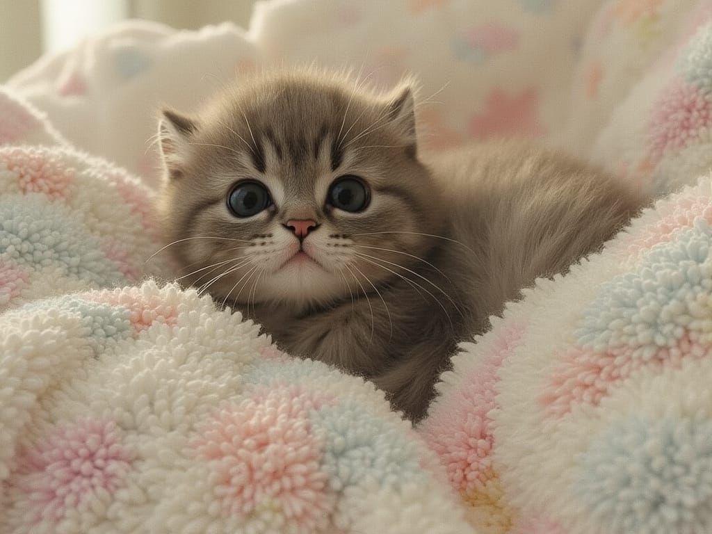 Adorable Cat with Big Eyes in Pop Surrealist Style