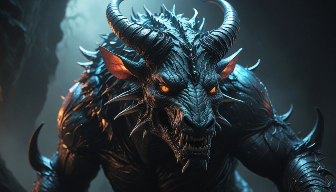 Serpentine Entity in Vibrant Digital Art