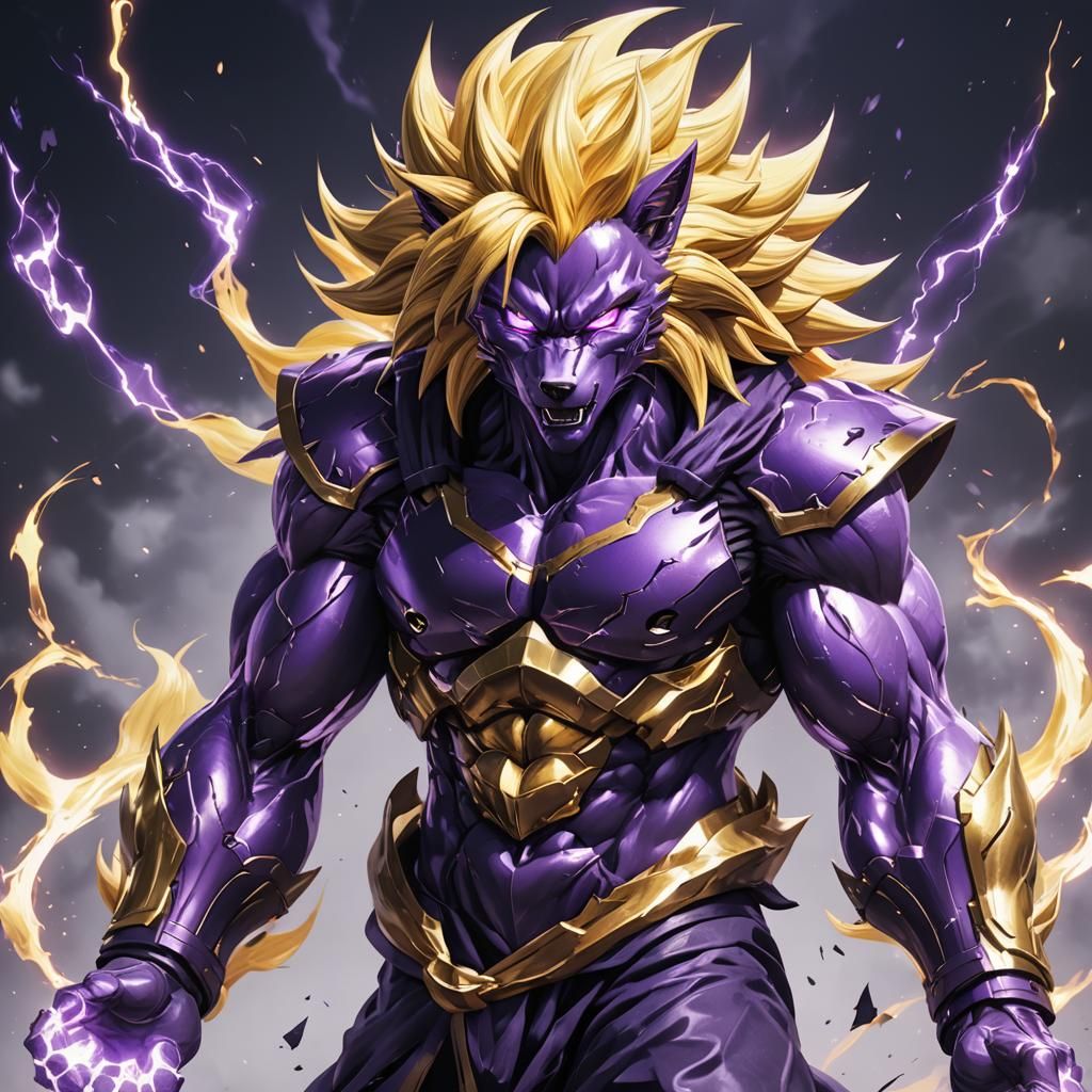 Cyberpunk-Styled Super Saiyan Wolf in Dragon Ball Z Aestheti...