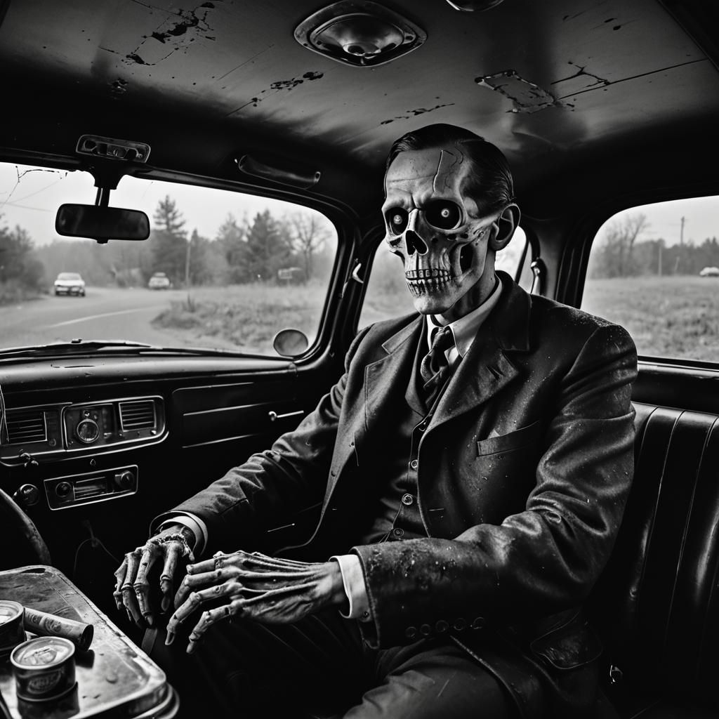 Moody Portrait of a Hitchhiker in a Neon-Lit Car Interior