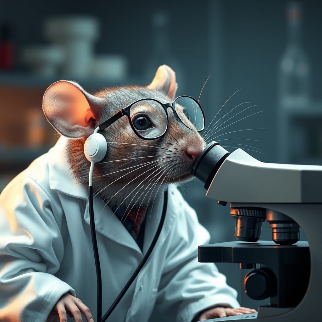 Anthropomorphic Rat Scientist in Lab Coat