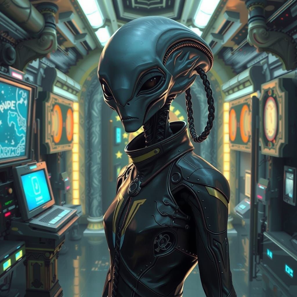 Alien in Jupiter Temple: Maximalist Digital Matte Painting